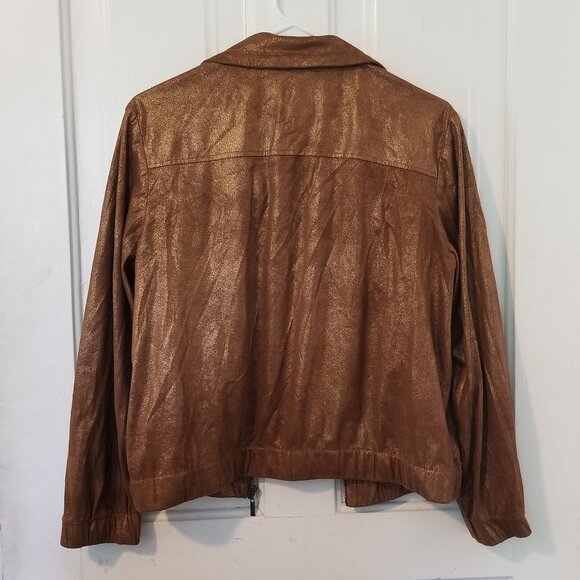 Ruby Rd. Copper/Wheat Metallic Zip Up Jacket sz 8 - Picture 2 of 3